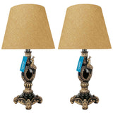 Pair of Black & Golden Peacock Themed Elegant Table Lamps for Bedroom - TL08