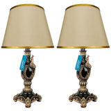 Pair of Black & Golden Peacock Themed Elegant Table Lamps for Bedroom - TL08