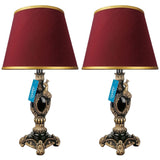 Pair of Black & Golden Peacock Themed Elegant Table Lamps for Bedroom - TL08