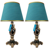 Pair of Black & Golden Peacock Themed Elegant Table Lamps for Bedroom - TL08