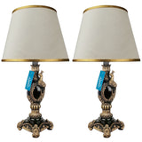 Pair of Black & Golden Peacock Themed Elegant Table Lamps for Bedroom - TL08