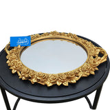 Golden Flower Themed Mirror Tray with for Table Décor - GD380