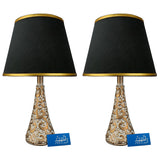 Pair of White & Golden Carved Table Lamps for Bedroom - TL31