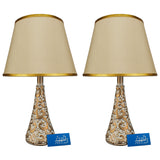 Pair of White & Golden Carved Table Lamps for Bedroom - TL31