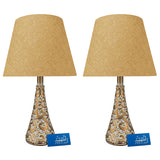 Pair of White & Golden Carved Table Lamps for Bedroom - TL31