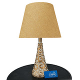 Pair of White & Golden Carved Table Lamps for Bedroom - TL31