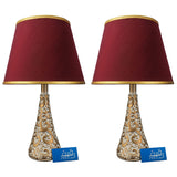 Pair of White & Golden Carved Table Lamps for Bedroom - TL31