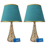 Pair of White & Golden Carved Table Lamps for Bedroom - TL31