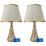 Pair of White & Golden Carved Table Lamps for Bedroom - TL31